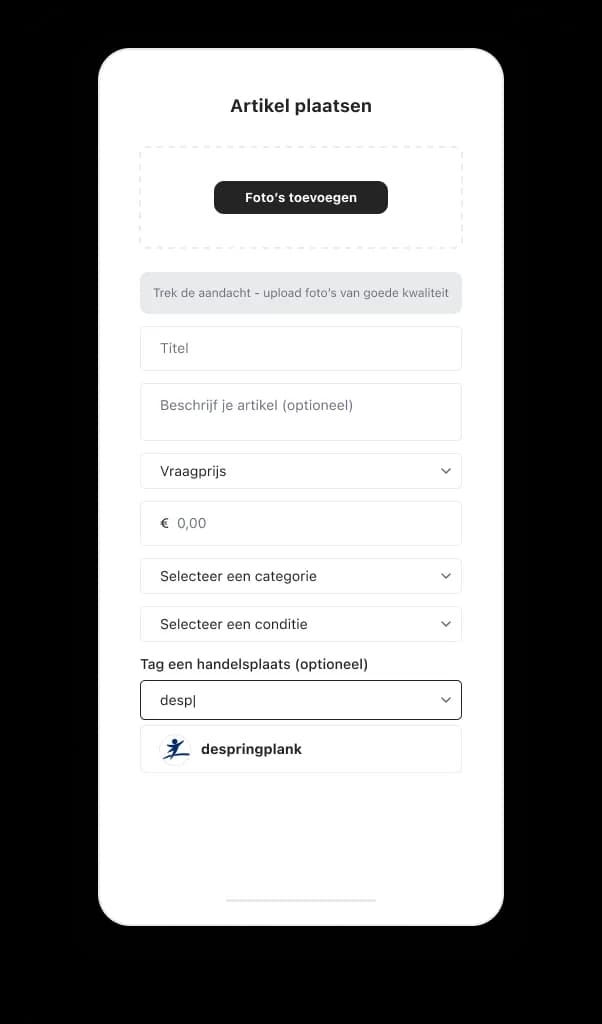 Lokale handelsplaats taggen.